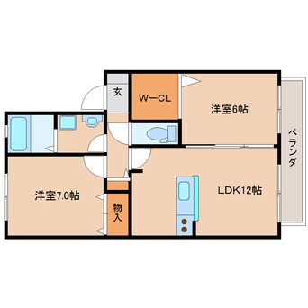 間取図 近鉄橿原線/尼ケ辻駅 徒歩15分 2階 築15年