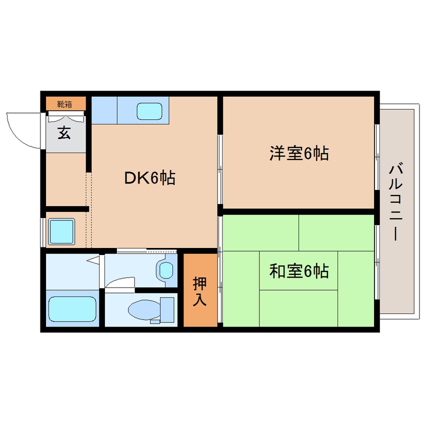 間取図 近鉄難波線・奈良線/菖蒲池駅 徒歩14分 2階 築29年