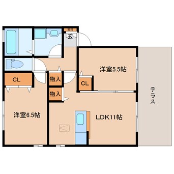 間取図 近鉄京都線/大和西大寺駅 バス13分平城中山下車:停歩9分 1階 築14年