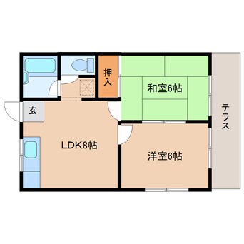 間取図 近鉄京都線/高の原駅 徒歩18分 1階 築35年
