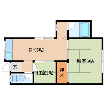 間取図 近鉄難波線・奈良線/大和西大寺駅 徒歩6分 1階 築54年