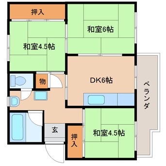 間取図 近鉄難波線・奈良線/大和西大寺駅 徒歩4分 1階 築57年