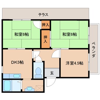 間取図 近鉄難波線・奈良線/大和西大寺駅 徒歩7分 1階 築36年