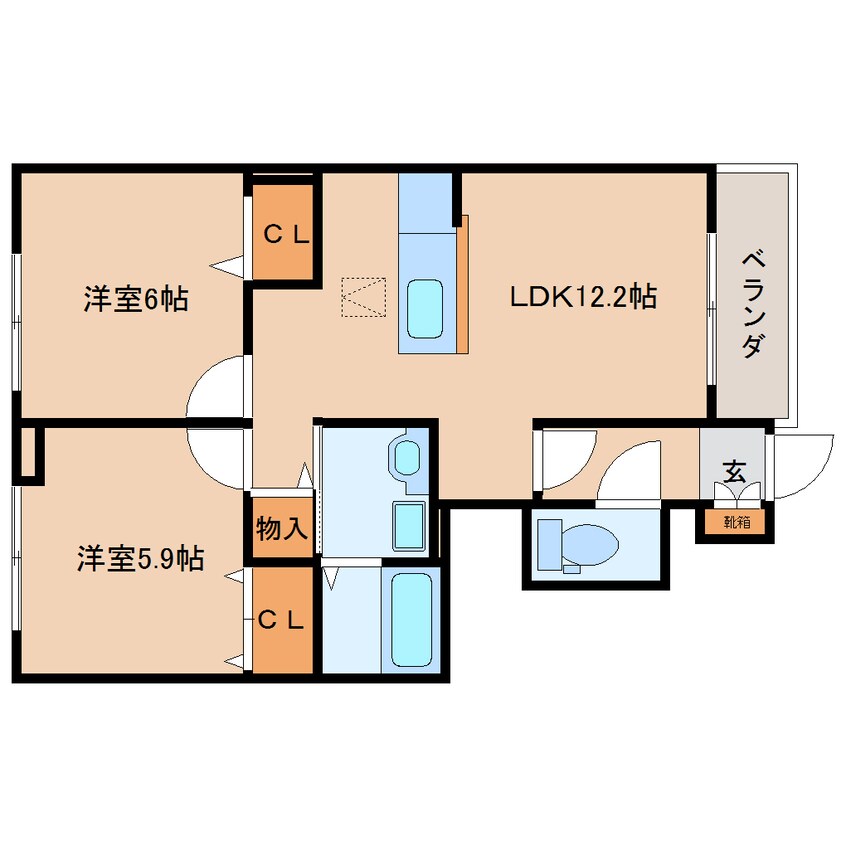 間取図 近鉄難波線・奈良線/菖蒲池駅 徒歩18分 1階 築13年