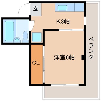 間取図 近鉄難波線・奈良線/大和西大寺駅 徒歩4分 3階 築36年