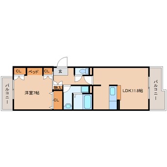 間取図 近鉄京都線/新祝園駅 バス13分光台4丁目下車:停歩1分 2階 築29年