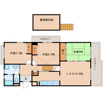 間取図 近鉄京都線/高の原駅 徒歩20分 4階 築28年