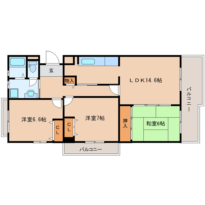 間取図 近鉄京都線/高の原駅 徒歩20分 3階 築28年