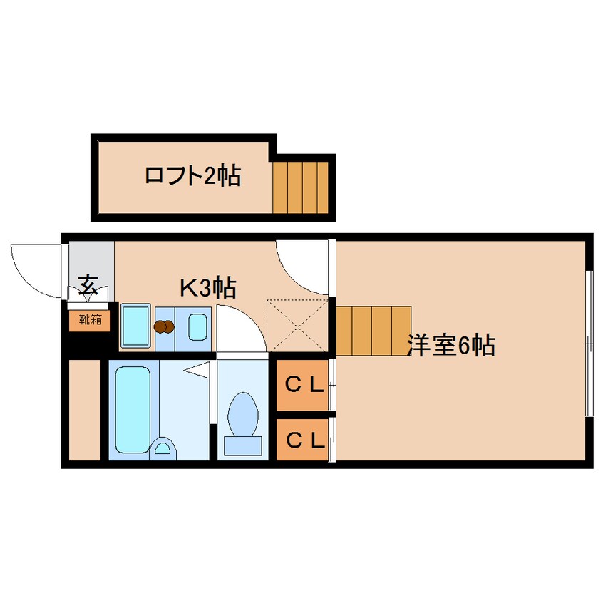 間取図 近鉄難波線・奈良線/大和西大寺駅 徒歩13分 2階 築19年