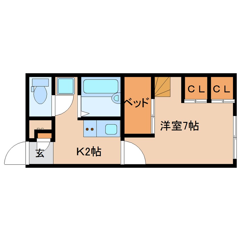 間取図 近鉄難波線・奈良線/大和西大寺駅 徒歩12分 2階 築16年