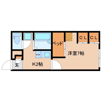 間取図 近鉄難波線・奈良線/大和西大寺駅 徒歩12分 2階 築16年