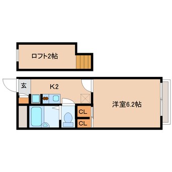 間取図 近鉄難波線・奈良線/大和西大寺駅 徒歩14分 2階 築18年