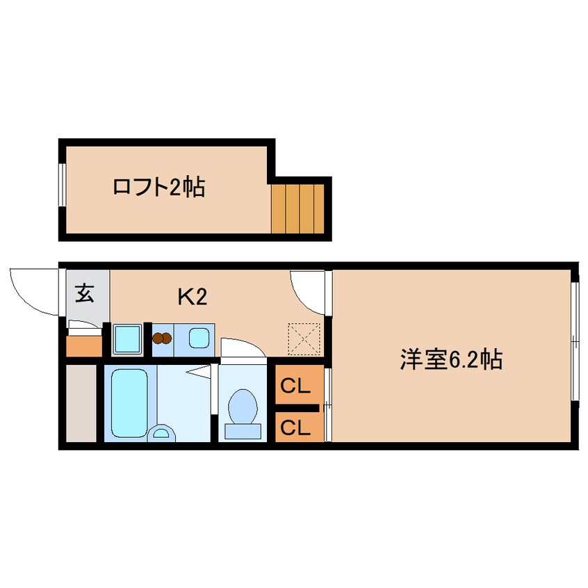 間取図 近鉄難波線・奈良線/大和西大寺駅 徒歩14分 2階 築18年