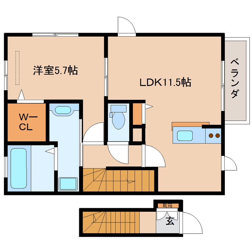 間取図 近鉄京都線/山田川駅 徒歩4分 2階 築11年