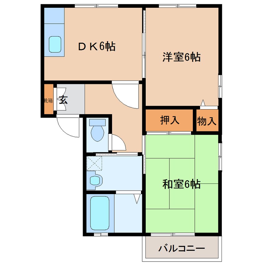 間取図 近鉄京都線/新祝園駅 徒歩7分 2階 築24年