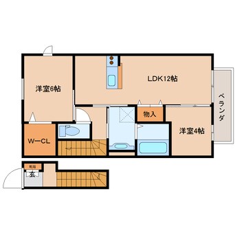 間取図 近鉄難波線・奈良線/大和西大寺駅 徒歩12分 2階 築12年