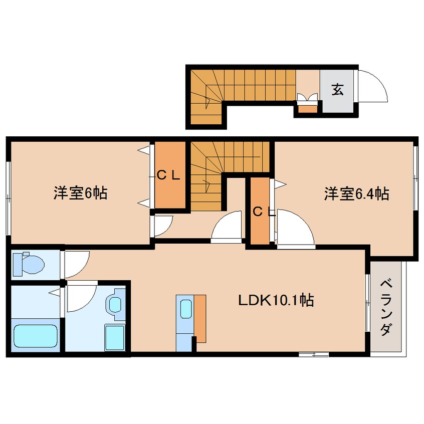 間取図 近鉄京都線/新祝園駅 バス13分光台コミュニティーホール停下車:停歩2分 2階 築14年