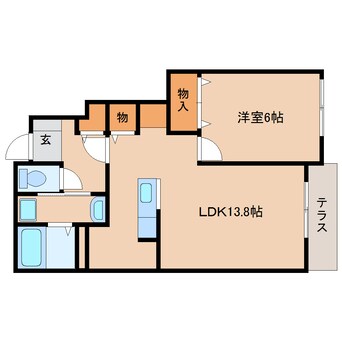 間取図 近鉄京都線/山田川駅 徒歩19分 1階 築10年