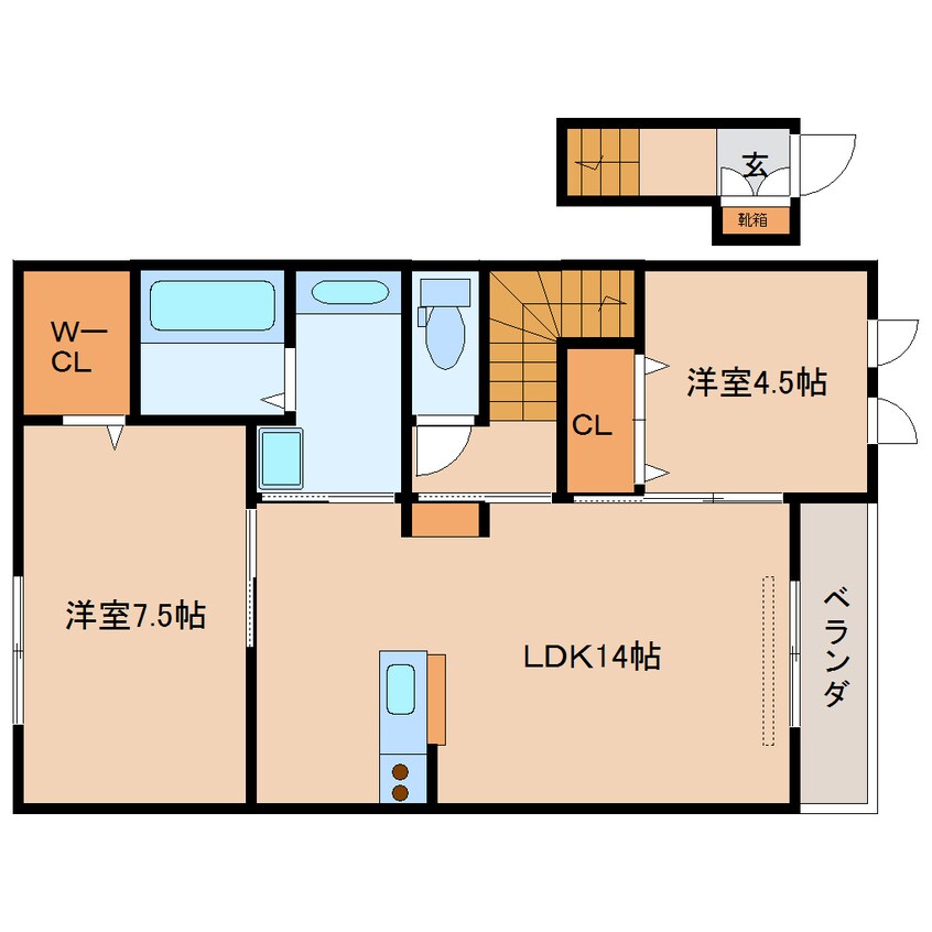 間取図 近鉄橿原線/尼ケ辻駅 徒歩12分 2階 築9年