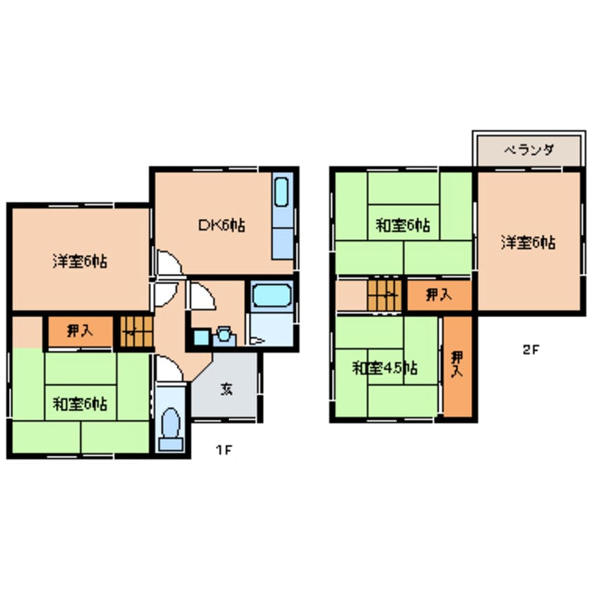 間取図 近鉄難波線・奈良線/大和西大寺駅 バス10分秋篠寺下車:停歩5分 1階 築45年