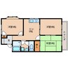 近鉄難波線・奈良線/大和西大寺駅 バス:15分:停歩3分 2階 築32年 3DKの間取り