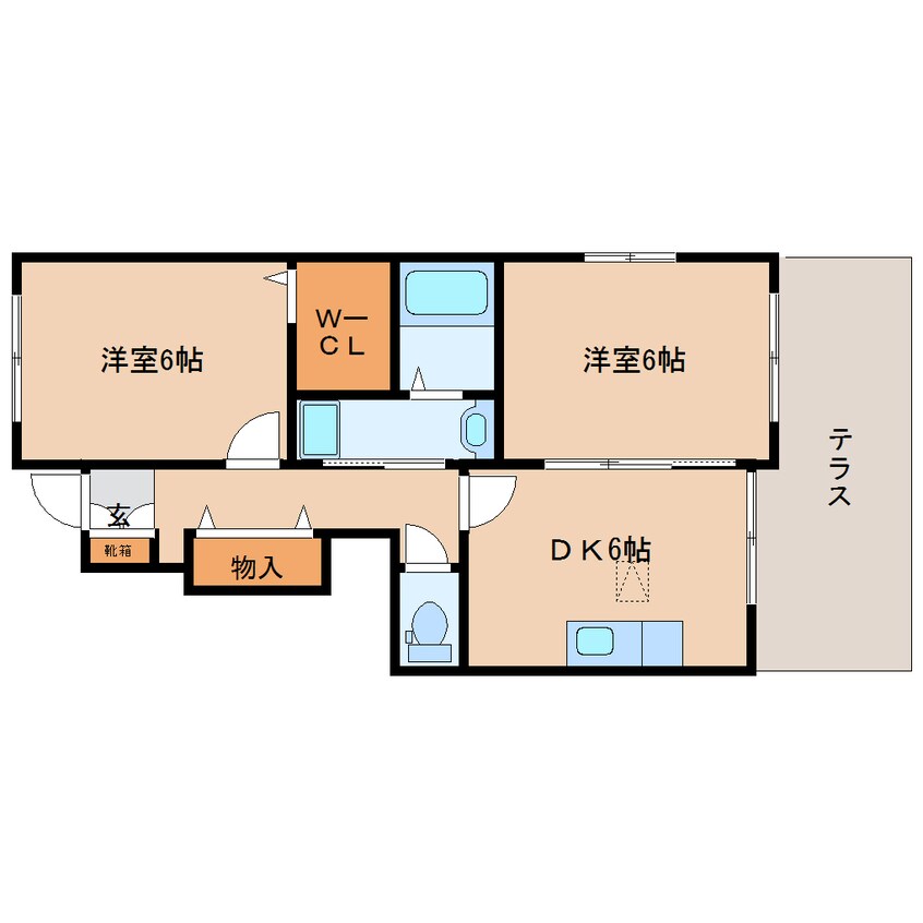 間取図 近鉄京都線/新祝園駅 徒歩14分 1階 築8年