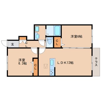 間取図 近鉄京都線/狛田駅 徒歩13分 1階 築9年