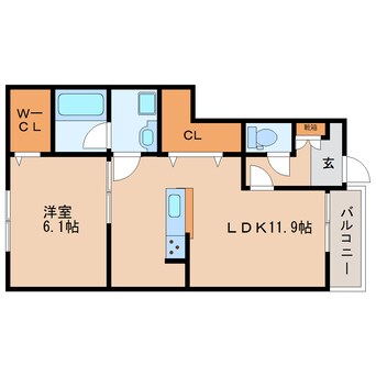 間取図 近鉄難波線・奈良線/大和西大寺駅 徒歩12分 1階 築7年