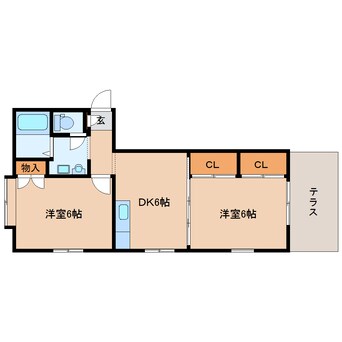 間取図 近鉄橿原線/尼ケ辻駅 徒歩3分 1階 築31年