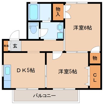 間取図 近鉄難波線・奈良線/大和西大寺駅 徒歩7分 2階 築35年