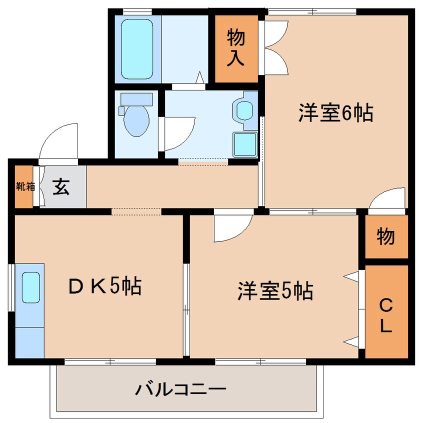 間取図 近鉄難波線・奈良線/大和西大寺駅 徒歩7分 2階 築35年