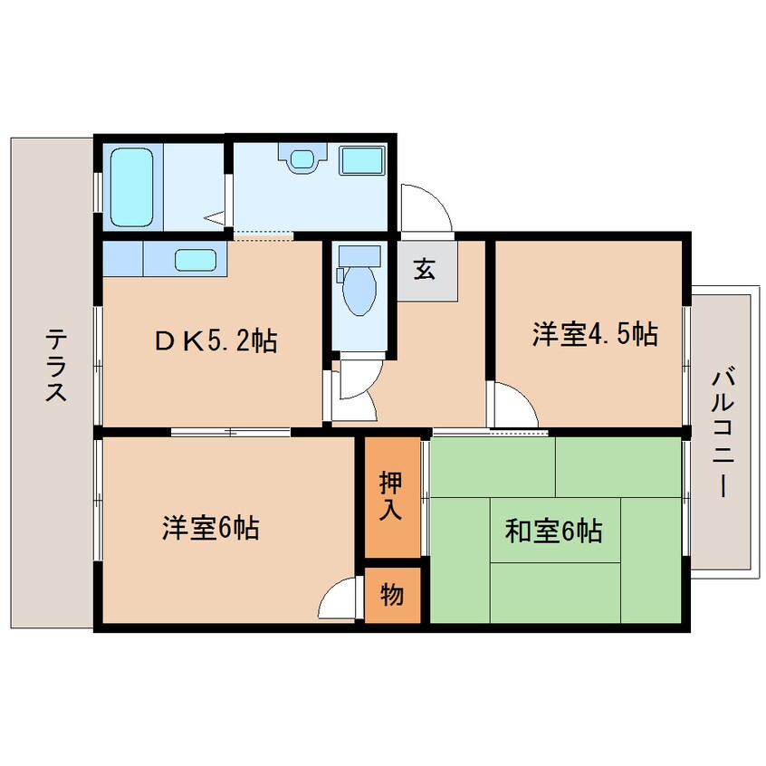 間取図 近鉄京都線/狛田駅 徒歩8分 1階 築28年