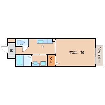 間取図 近鉄難波線・奈良線/大和西大寺駅 徒歩3分 3階 築6年