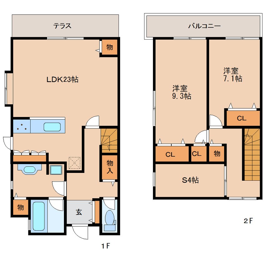 間取図 近鉄難波線・奈良線/大和西大寺駅 徒歩6分 1-2階 築30年