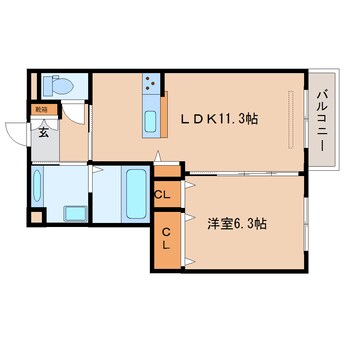 間取図 近鉄橿原線/西ノ京駅 徒歩13分 2階 築6年