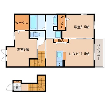 間取図 近鉄橿原線/尼ケ辻駅 徒歩18分 2階 築12年