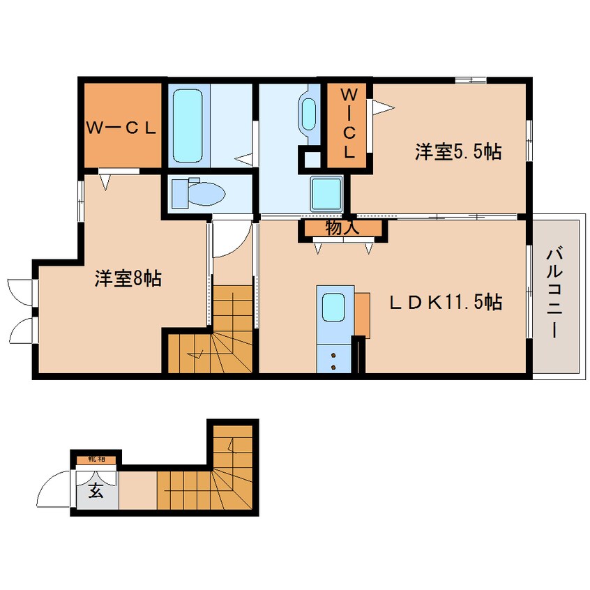 間取図 近鉄橿原線/尼ケ辻駅 徒歩18分 2階 築12年