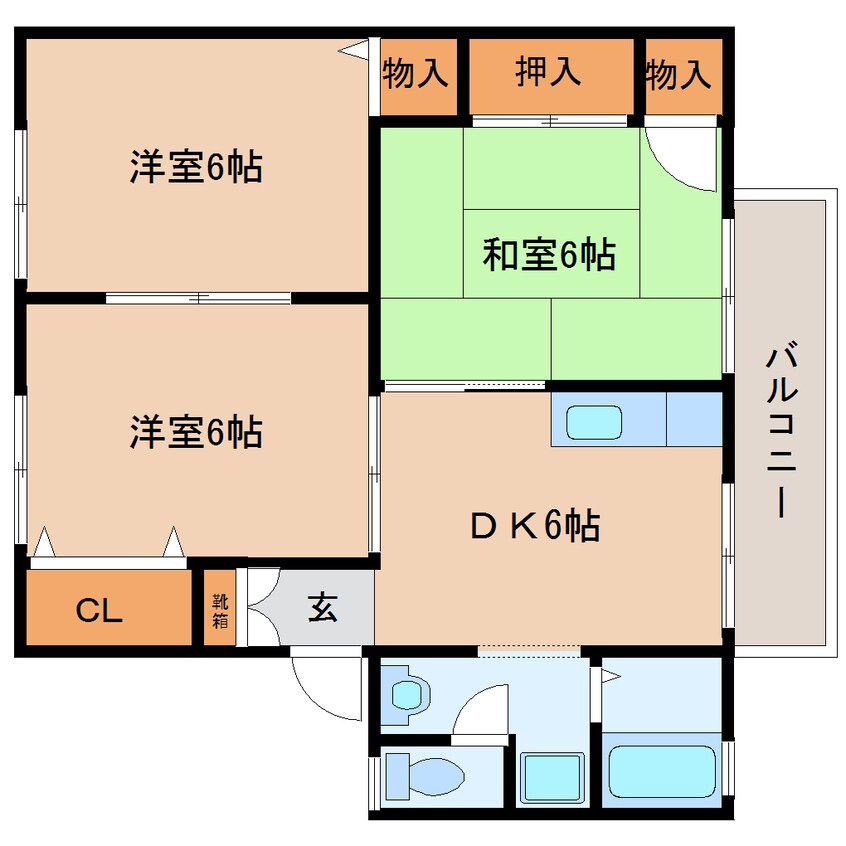 間取図 近鉄京都線/平城駅 徒歩19分 1階 築29年