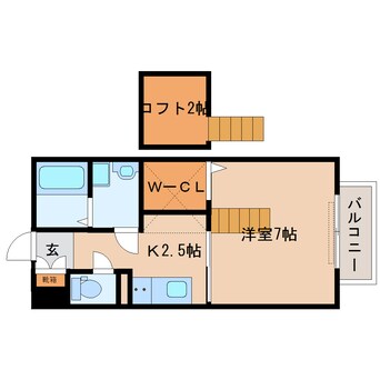 間取図 近鉄京都線/大和西大寺駅 徒歩9分 2階 築19年