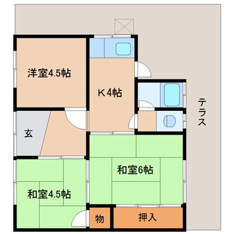 間取図 近鉄橿原線/尼ケ辻駅 徒歩12分 1階 築51年