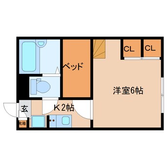 間取図 近鉄京都線/大和西大寺駅 徒歩21分 1階 築21年