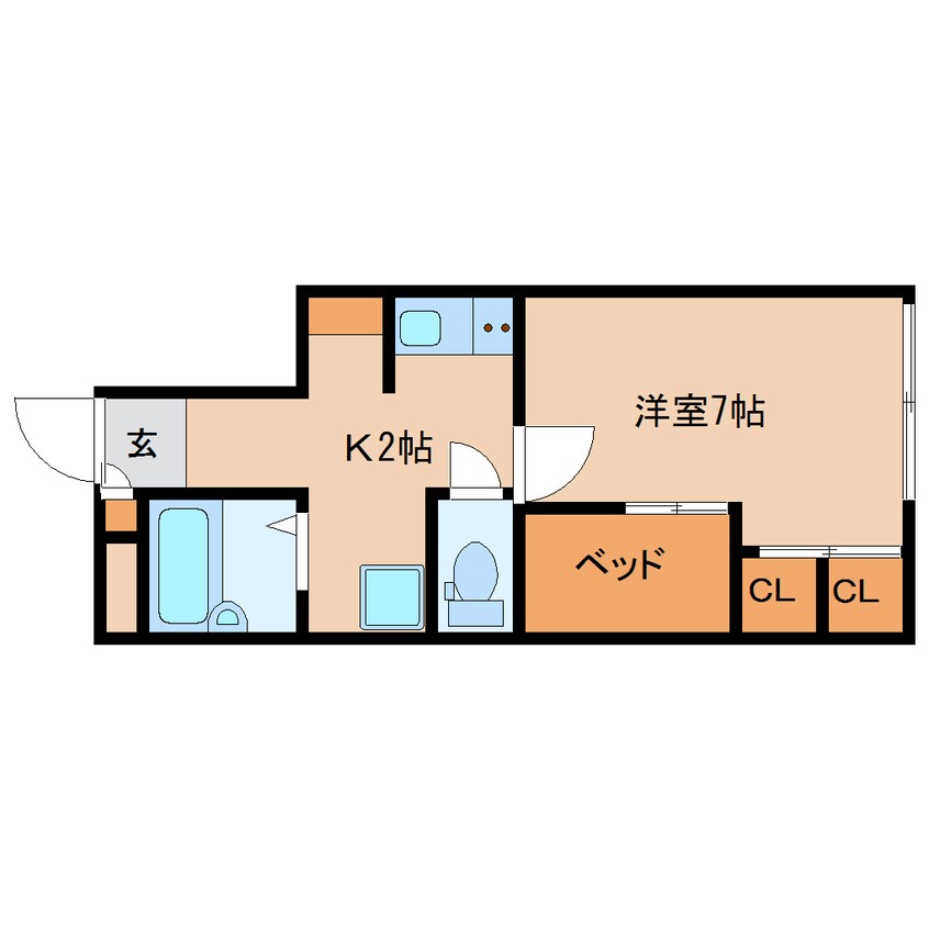 間取図 近鉄京都線/大和西大寺駅 徒歩12分 1階 築20年