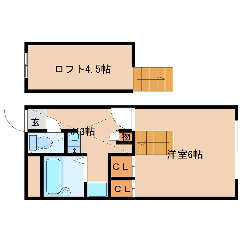 間取図 近鉄難波線・奈良線/菖蒲池駅 徒歩10分 2階 築19年