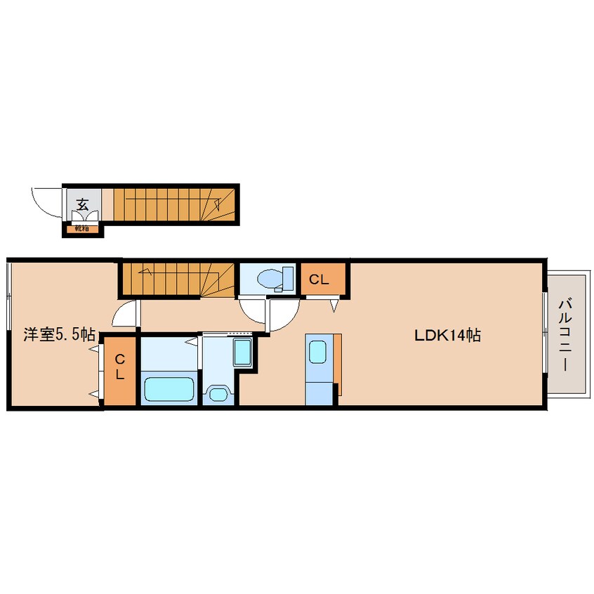 間取図 近鉄橿原線/尼ケ辻駅 徒歩30分 2階 築17年