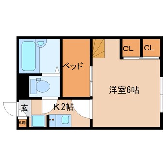 間取図 近鉄京都線/山田川駅 徒歩9分 2階 築19年