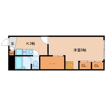 間取図 近鉄京都線/山田川駅 徒歩9分 1階 築14年