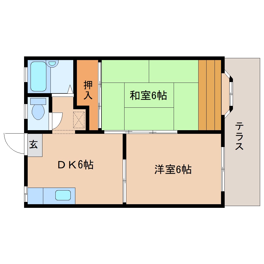 間取り図 近鉄京都線/高の原駅 バス5分左京2丁目下車:停歩3分 1階 築36年