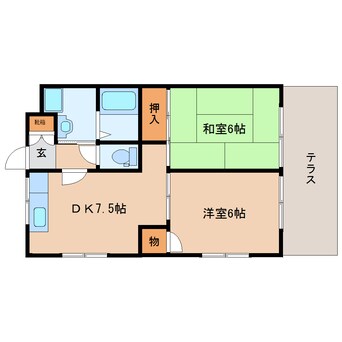 間取図 近鉄難波線・奈良線/菖蒲池駅 徒歩15分 1階 築32年