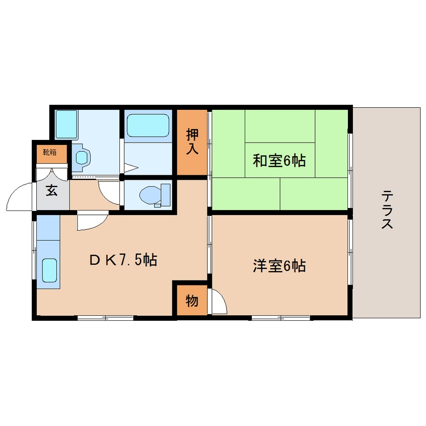 間取図 近鉄難波線・奈良線/菖蒲池駅 徒歩15分 1階 築32年