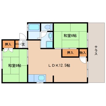 間取図 近鉄難波線・奈良線/菖蒲池駅 徒歩9分 1階 築38年